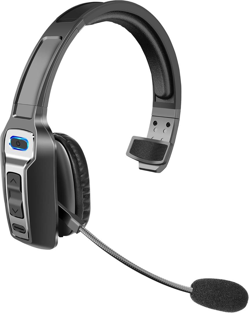 Sarevile Trucker Bluetooth Headset, V5.2 Wireless Headset with Upgraded Microphone AI Noise Canceling, On Ear Bluetooth Headphone with Mute for Driver Office Call Center (Black)