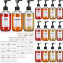 Mumufy Set of 12 Coffee Syrup Dispenser PET Syrup Pump Bottle Black Plastic Container with 27 Labels for Kitchen Restaurant Home Bar Accessories Organization(11.8 oz)