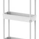 Sooyee 3 Tier Rolling Cart with Wheels, Slim Storage Cart, Under Desk Narrow Rolling Utility Cart Storage Organizer for Office Bathroom Kitchen Laundry Room Narrow Places, White, Plastic and Metal