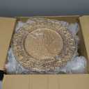 30 Pcs Antique Gold Charger Plates Bulk 13 Inch Embossed Rim Plastic Round Decorative Vintage Plates Charger for Dinner Wedding Party Event Table Setting Decoration (Classic)