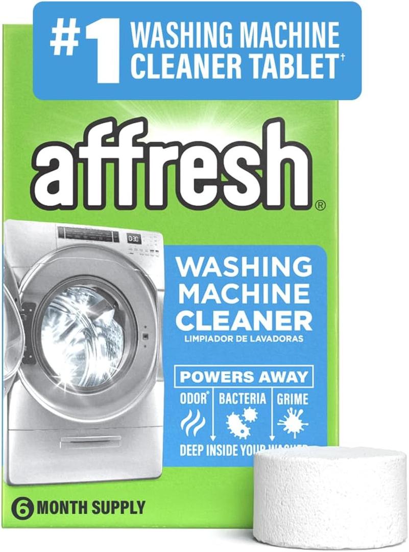 Affresh Washing Machine Cleaner, Helps Power Away Odor Causing Bacteria & Grime Deep Inside Pump, Valve & Hoses, 6 Time Release Tablets, 6 Month Supply (6 Count (Pack of 1))