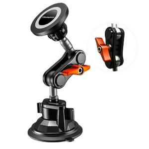 chubbycable ChubbyGrip Pro Dash Mount Vacuum Magnetic Phone Holders for Your Car 360 Rotation Suction Cup Phone Mount for Windshield, Magnetic, Orange