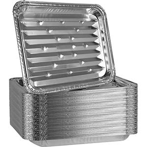 PLASTICPRO Aluminum Grill Pans, Broiler Pans, Grill Liners, Durable with Ribbed Bottom Surface for BBQ, Grill, Texture Disposable,Pack of 20