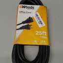 Woods Light Duty Extension Cord - Indoor Power Solution for Office & Household Use - SJTW Extension Cord - 16 Gauge - 3 Conductor - 25 Feet - Black