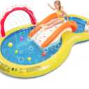 EVAJOY Inflatable Kiddie Pool, 101 x 57 x 24 Play Center with Detachable Slide for Children, Sprinkler, Ball Pit for Indoor Usage, Easy Setup for Garden, Backyard