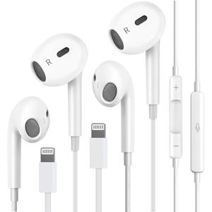 2Pack Wired Headphones for iPhone Earphones with Lightning Connector(Built-in Microphone & Volume Control) Earbuds for iPhone 14/13/12/11/XR/XS/X/8/7/Pro/Pro Max