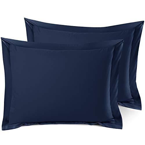 Nestl Soft Pillow Shams Set of 2 - Double Brushed Microfiber Pillow Covers - Hotel Style Premium Bed Pillow Cases, with 1.5” Decorative Flange, Standard 20"x26" - Navy