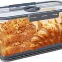 Bread Box Bread Boxes for Kitchen Counter Airtight,Time Recording Bread Storage Container with Lid, Bread Keeper for Homemade Bread, Toast, Bagel, Donut and Cookies, Grey (Gray)