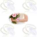 HIONXMGA Corsage Wristlet Band Elastic Pearl Wrist Corsage Bracelets Bands for Women, Stretch Pearl DIY Handmade Prom Flower Supplies Accessories for Wedding Graduation Party