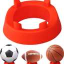 2 Pack Plastic Ball Stand Holder,Display Stand for Basketball /Football /Rugby,Round Pedestal Rack,Memorabilia Display Ball Stand 4.7" x 2" (Orange)