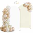 Babenest 6.6FT Arch Backdrop Cover (One Piece Double Color), Beige and White Spandex Fitted Backdrop for Photography, Round Top Chiara for Party Ceremony Birthday Baby Shower Decoration