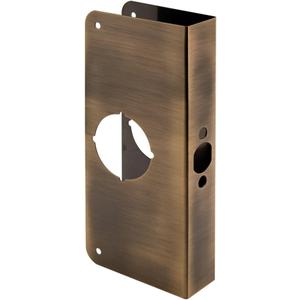Prime-Line U 9568 Brass Lock and Door Reinforcement Plate for 1-3/8 In. Thick Doors, Antique Brass Finish (Single Pack)