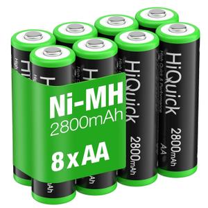HiQuick 2800mAh AA Rechargeable Batteries High Capacity Performance, Per-Charged 1.2V AA Batteries Pack of 8