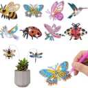 SWATOM 10PCS Diamond Art Kits for Adults for Garden Decor with Butterfly, Hummingbird, Ladybug, Bee, Dragonfly Iron Wire Swaying Diamond Painting Dotz Ornaments Kits for Indoor Outdoor Yard