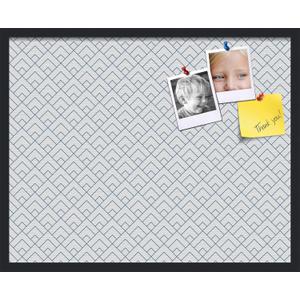 PinPix 30x24 inch Cork Bulletin Board. This Decorative Framed Pin Board Comes with Peaks Modern Pattern White Navy Design and Satin Black. Ideal for Home, Office Decor or School (PinPix-1797) (30" x 24")