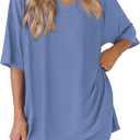 PRETTYGARDEN 2 Piece Sets for Women Summer 2026 Lounge Short Set Spring Matching Biker Shorts V Neck Oversized Shirt Clothing (Blue, XL)