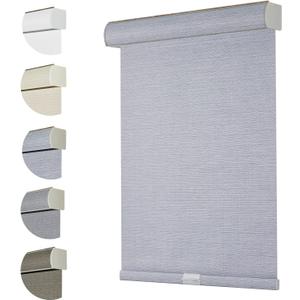 Persilux Custom Blackout Roller Blinds with Texture Fabric - UV Protection, Thermal Insulated, Cordless, For Home and Office Windows, Bluish Grey, Custom Size