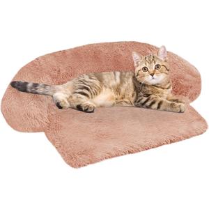 GGIB Calming Dog Bed Fluffy Plush Dog Mat for Furniture Protector with Removable Washable Cover for Large Medium Small Dogs and Cats (XS (31"x23.5"x5"), Pink)