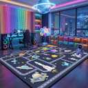 Space Rug 6x9 Feet, Kids Area Rugs for Bedroom Playroom, Solar System Outer Space Carpet for Boys Room, Educational Galaxy Planet Decor Floor Mat, Non Slip
