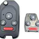 Modified Folding Flip Replacement Key Fob Cover fit for Honda 2003-2012 Accord 2005-2010 Civic 2005 2006 CR-V Pilot Ridgeline Odyssey CR-Z Fit Key Fob Shell (3+1 Buttons )