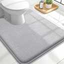 OLANLY Toilet Rugs U-Shaped 24x20, Extra Soft Absorbent Thick Memory Foam Contour Bathroom Rugs, Dry Quickly, Machine Washable, Non-Slip Toilet Bath Mat, Home Decor Accessories, Light Grey