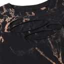 Hilinker Women Tie Dye Crop Tops Distressed Ripped Short Sleeve Casual Summer Tee Shirts Black Brown Tie Dye Medium (Brown, M)