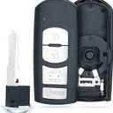 Beefunny Replacement Remote Car Key Shell Case Fob 4 Button for Mazda 3 6 2014-2018 SKE13D-01 (Key Shell ONLY)