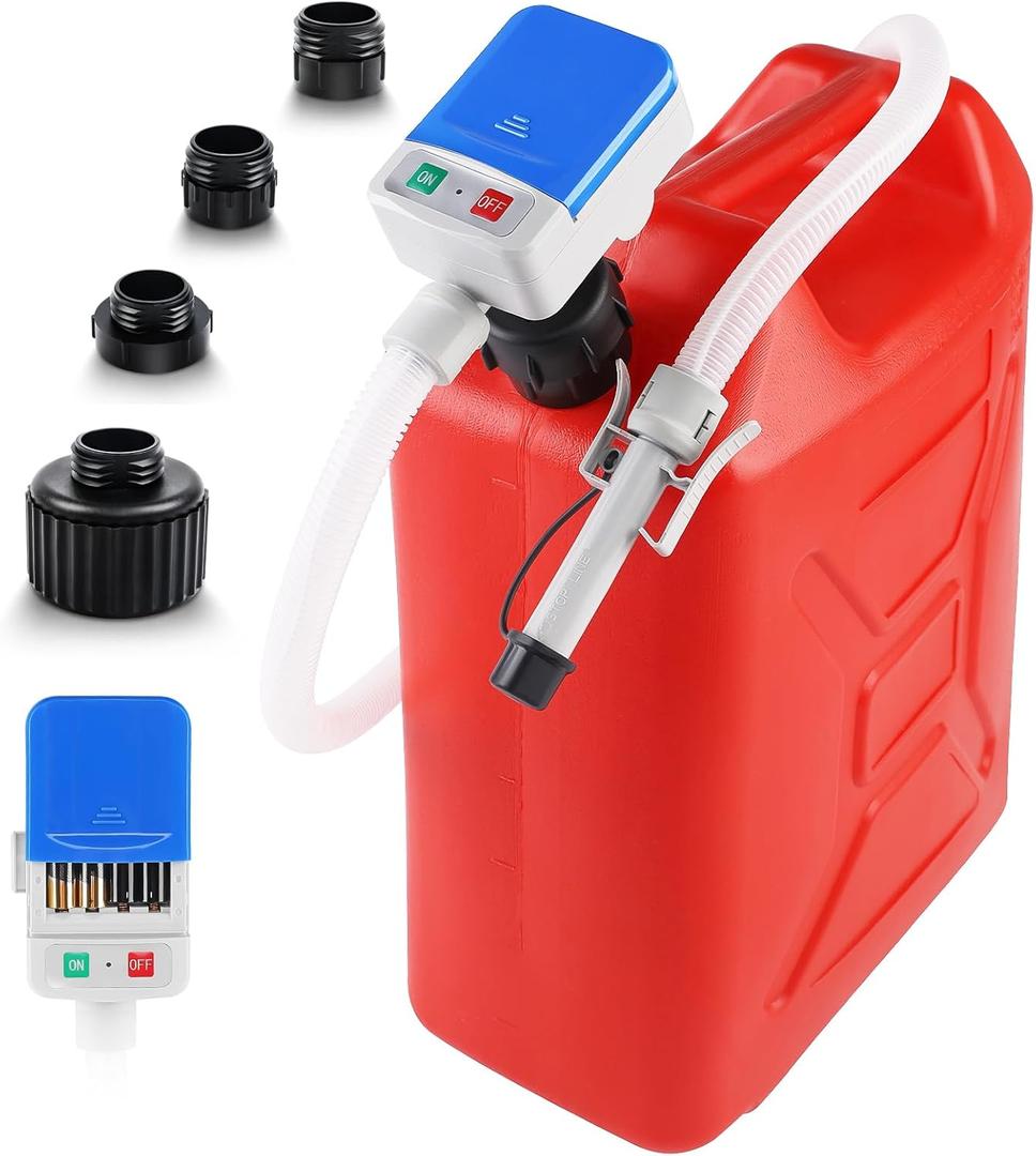 Fuel Transfer Pump with Auto-stop Sensor and 4 Tank Adapter, 2.4GPM 51" Hose Battery-Powered Portable Liquid Pump for Gasoline & Diesel Oil (Blue) Fuel Transfer Pump with Auto-stop Sensor and 4 Tank Adapter, 2.4GPM 51" Hose Battery-Powered Portable Liquid Pump for Gasoline & Diesel Oil (Blue)