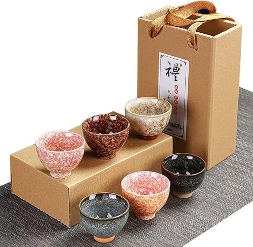 WZHSBSAQ Teacups, Sake Cups Handmade Ceramic Mug Set 2.5 oz (Approx. 70.9 g) 6 Color Earthenware Teacups, Sake Cups (Set of 5)