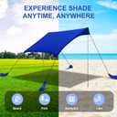 Beach Tent Sun Shelter UPF50+ with Sandbags, Sand Shovel & Windproof Poles - Portable Pop Up Canopy for Beach, Camping, Picnics, Backyard & Fishing (Royal Blue,6.9x6.5FT)