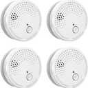 Samstealarm Smoke Detector 4 Pack Fire Alarms 9V Battery Operated Photoelectric Sensor Smoke Alarms Easy to Install with Light Sound Warning, Test Button, 9V Battery Included Fire Safety for Home Hotel, EXP: 2035