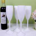 12 Pcs Plastic White Champagne Flutes 6 OZ Acrylic Wine Glasses Wedding Toasting Flute Goblet Reusable Champagne Cups for Bachelorette Party Wedding Bar Anniversary (White)