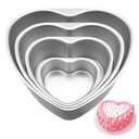 WBJKZJD Aluminum Heart Shaped Cake Pans, 4pcs Nonstick Baking Pan with Removable Bottom 4/ 6/ 8/ 10 Inches Cake Mold for Valentine's Day Wedding Birthday Anniversary