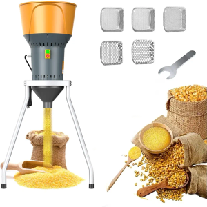 Electric Corn Grinder Dust-Free Flour Mills 50L Dry Electric Grain Mill Grinder 1300W Wheat Mill Grinder with 5 Sieves and Detachable Bucket for Home and Farm Feed Grinding