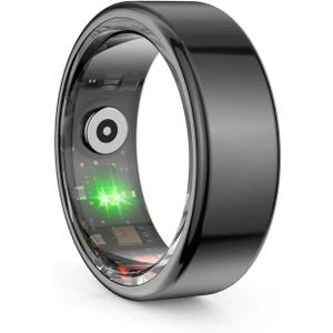 Smart Ring, IP68 Smart Ring for Women Men w/Sleep Heart Rate Blood Pressure Oxygen Monitor Bluetooth Health Ring for Smartphone, 5-6 Days Battery Life, Black #10