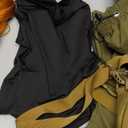 4 Pcs Halloween Cosplay Costume Party Wig Long Straight Orange Long Sleeve Crop Top Cargo Pants Waist Bag (Medium)