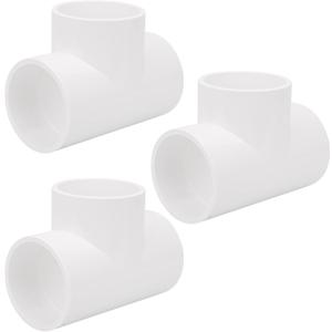 3Pack 3 Way 2" PVC Tee Pipe Fittings Adapter (Socket x Socket x Socket) Furniture Grade SCH40 2 Inch PVC Elbow Pipe Connector for DIY PVC Shelf Garden Support Structure Storage Frame