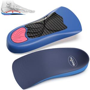 Plantar Fasciitis Heel Inserts Insoles - Welnove Arch Support Anti-Slip Cushions for Foot Heel Pain Relief, Heel Cups Orthotic for Flat Feet, Heel Spur and Achilles Tendinitis, Womens 6-10 (Blue)