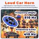 Super Loud 110dB Dual-Tone Electric Air Horn Kit - Waterproof Universal 12V Car Horn for Trucks, SUVs, Cars, Motorcycles (Easy Installation)