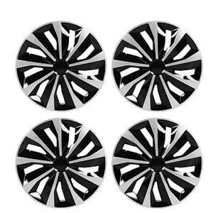 ABX Hubcaps, 15 inch hubcaps Set of 4, Wheel Rim Cover ABS Material, Snap On Car Truck SUV Replacement, for Toyota Camry Nissan Mazda etc, Black & Silver