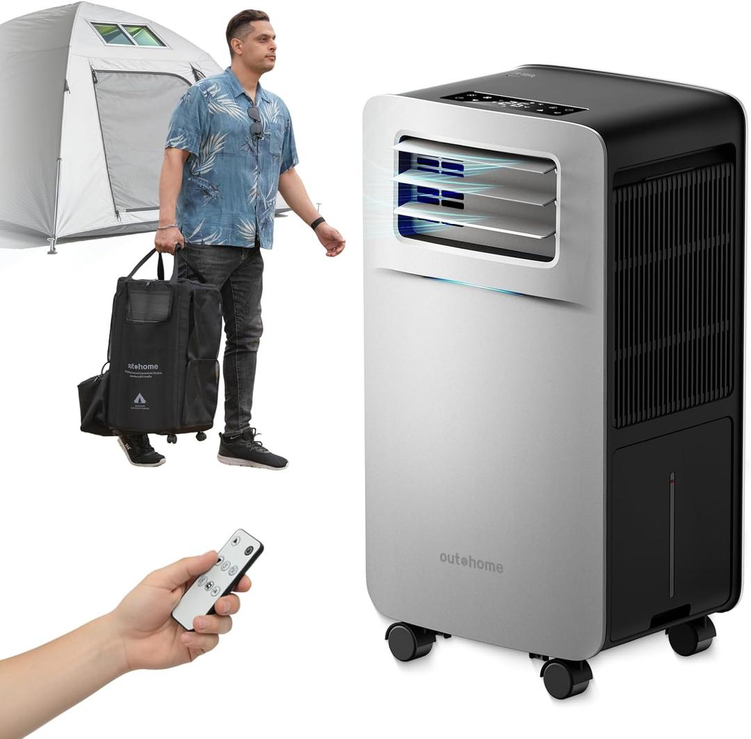 5200 BTU Portable Camping Air Conditioner, 4-in-1 Quiet Small AC Unit with 400W Low Power, Windowless AC for Tent, RV, Truck, Van, Car, Garage, Indoor & Outdoor Use(Silver)