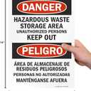 SmartSign "Danger - Hazardous Waste Storage Area, Keep Out" Bilingual Sign | 10" x 14" Plastic