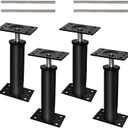 House Jacks for Leveling, 11"-17" Adjustable Jack Post Basement Floor Jack, Screw Floor Jack Post Supports Stabilizer Jacks for House Foundation, Stairs, Porches, Roof Beams (4PC, Black)