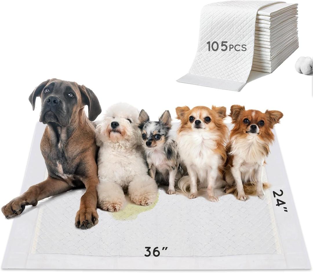 Dog Pee Pads, Thick/Ultra Absorbent Puppy Dog Training Pads, Large Size 3624Odor Eliminating Gel, Deodorizing Factors, with Pet Inducer (35 Count)