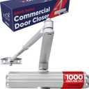 Commercial Heavy Duty Automatic Door Closer, ADA UL Grade 1 Listed Self Closing Door Hinges, Door Closers Commercial High Traffic, Auto Door Closer, Hydraulic Spring Soft Close - Silver