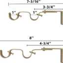 Heavy Duty Curtain Brackets, Fits up to 1 Inch Rods, Adjustable Double Curtain Holders, Set of 3, Gold