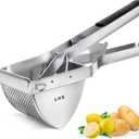 LHS Stainless Steel Potato Ricer and Masher, Heavy Duty Commercial Food Masher, Ergonomic Comfort Grip, Extra Large Capacity, Dishwasher Safe (Black)