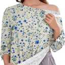 Deyeek Post Shoulder Surgery Shirts for Women Tear Away 3/4 Tops After Rotator Cuff Shirts Chemo Port Adaptive Clothing (Medium, Apricot Print)