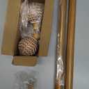 Wood Curtain Rods for Windows,1'' Diameter Drapery Rods with Imitation Wood Grain Leaf Pattern Finials,Boho Adjustable Heavy Duty Curtain Rods Set,18-45'',Color:Natural Wood