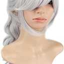 WeKen Women Cosplay Wig Long Curly with High Ponytail Synthetic Siver Gray